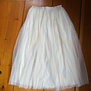 Needle & Thread Embroidered Tulle Midi Skirt